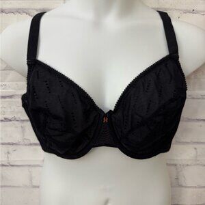 Savage X‎ Fenty USA Size 44DDD Bra black Lace Sheer Underwire Sexy Logo